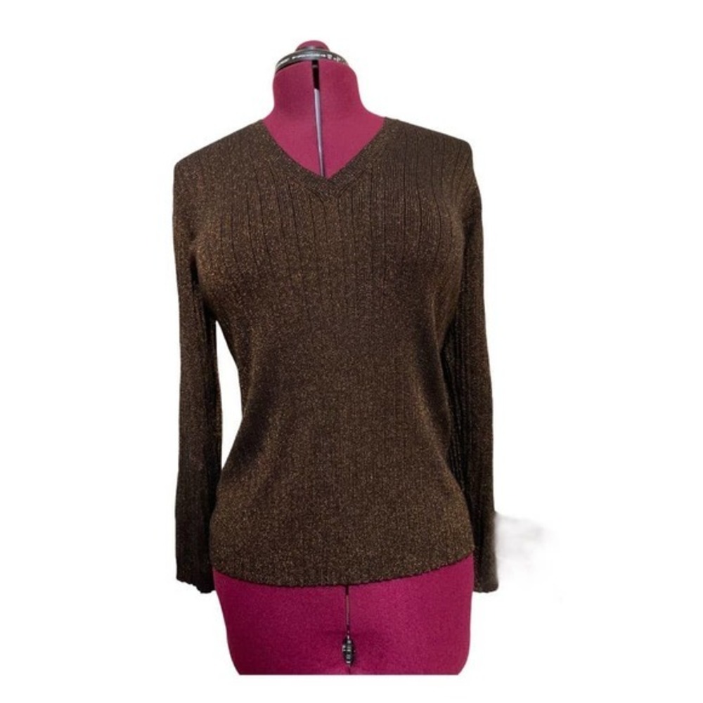 Chico's Black & Copper Long Sleeve Sweater